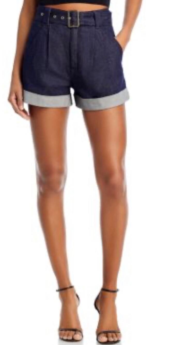 Generation Love Navy Shorts with Gold Belt Buckle Size 26